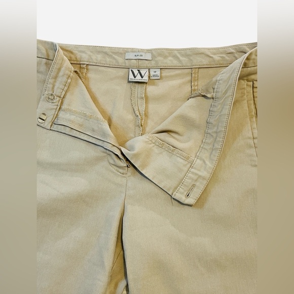 Worthington Slim Leg Cropped Pants, Womens, Color Khaki, Size 12 - Picture 5 of 12